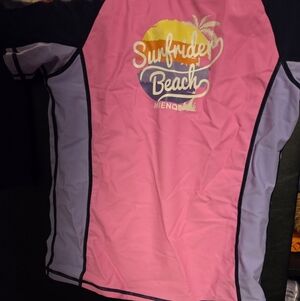 Pink Surf Rider Beach Graphic Rash Guard